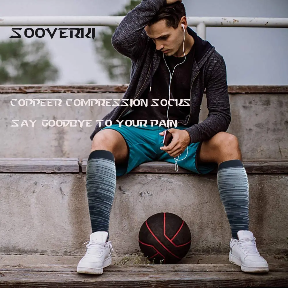 Graduated Medical Compression Socks for Women Men Circulation 15-20mmhg-Best Support for Running Nursing Hiking Long Tube Socks