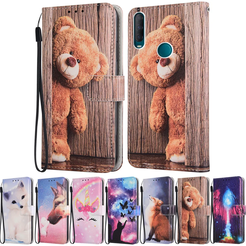 

On for A1 Alpha 20 Case Cartoon Leather Plain Wallet Case for for A1 Alpha20 Unicorn Cute Kickstand Phone Bag