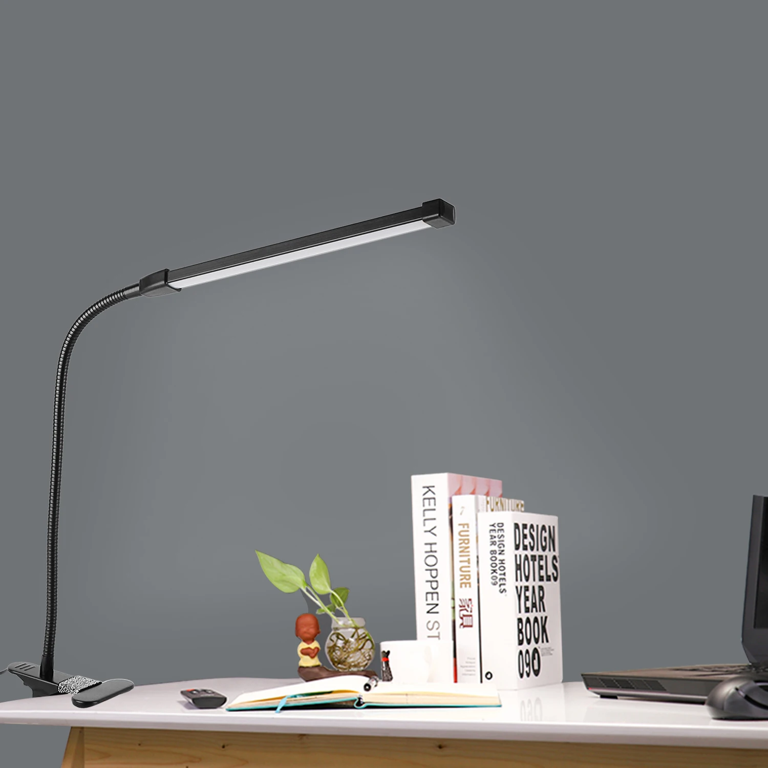 

360° Flexible Table Lamp with Clip 3-Level Dimming Led Desk Lamp Rechargeable Bedside Night Light for Study Reading Office Work