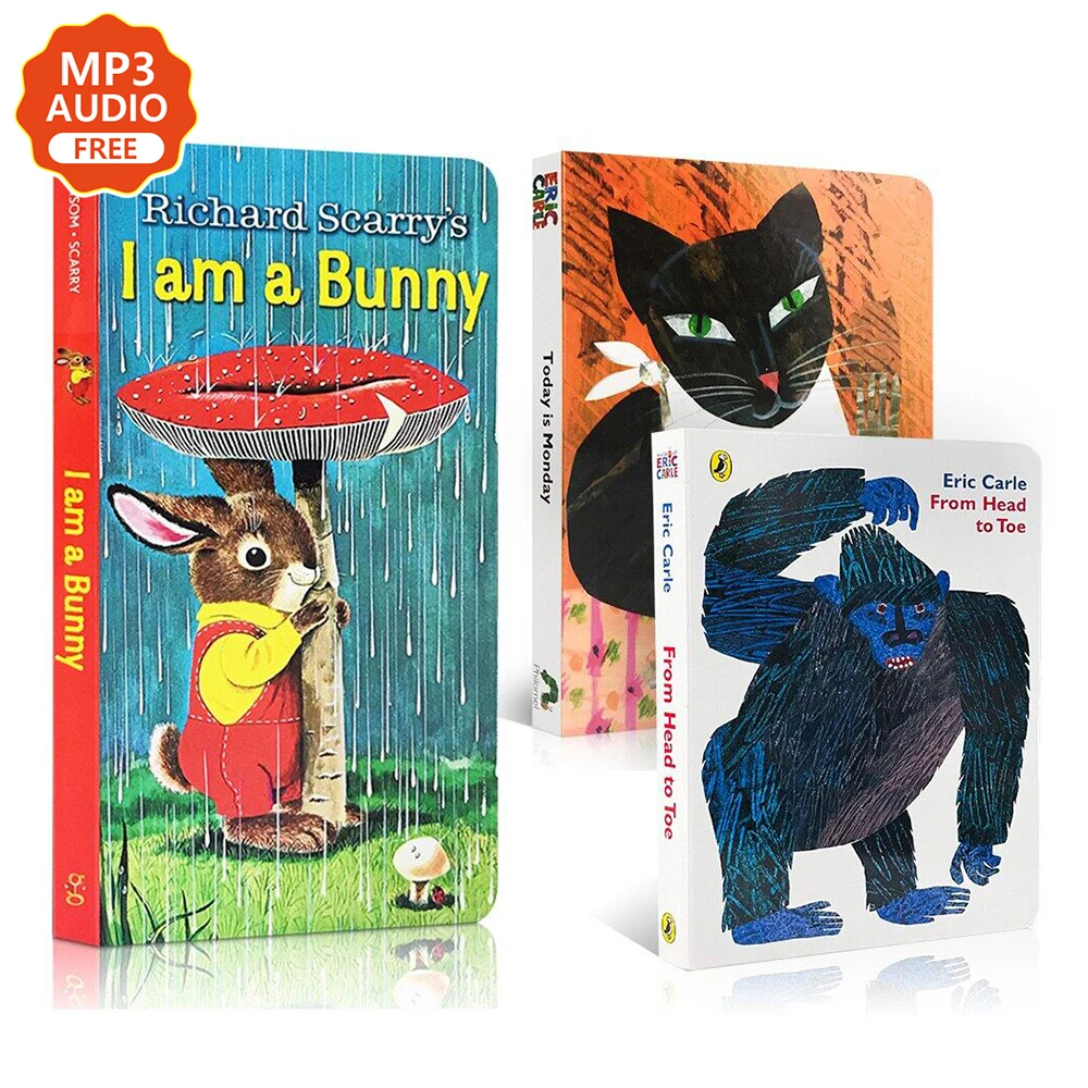 3 книги/Набор Я кролик/Сегодня понедельник/от головы до носка на английском языке