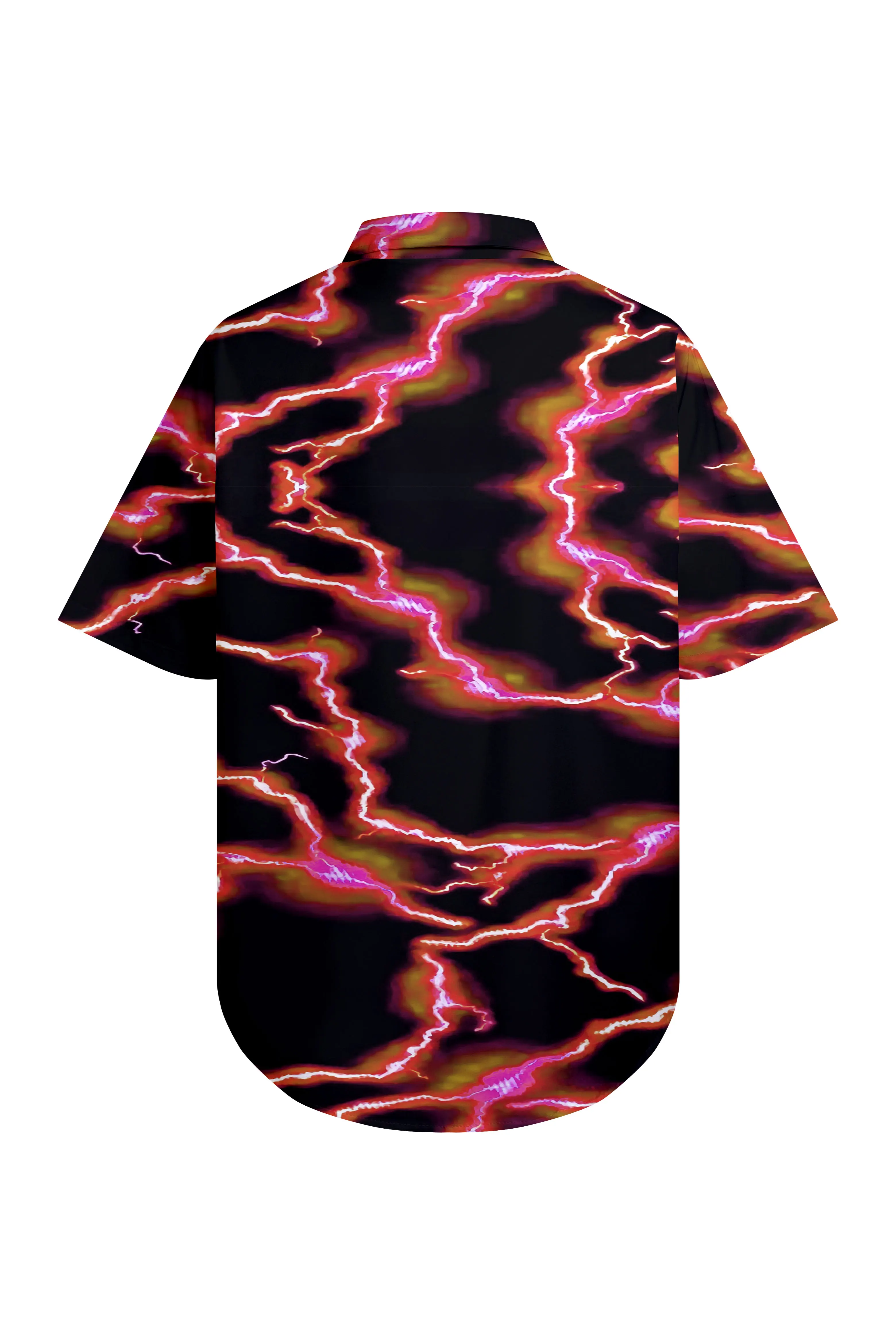 New Hawaii Men's Shirt Cool Red Lightning Hip Hop Streetwear Electro-optic y2k Clothing Oversize Summer Beach Casual Shirts
