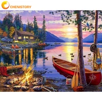 chenistory oil painting by numbers bonfire acrylic unique gift handpainted diy crafts picture by numbers scenery for living room