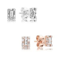 authentic 925 sterling silver sparkling luminous ice with crystal stud earrings for women wedding gift pandora jewelry
