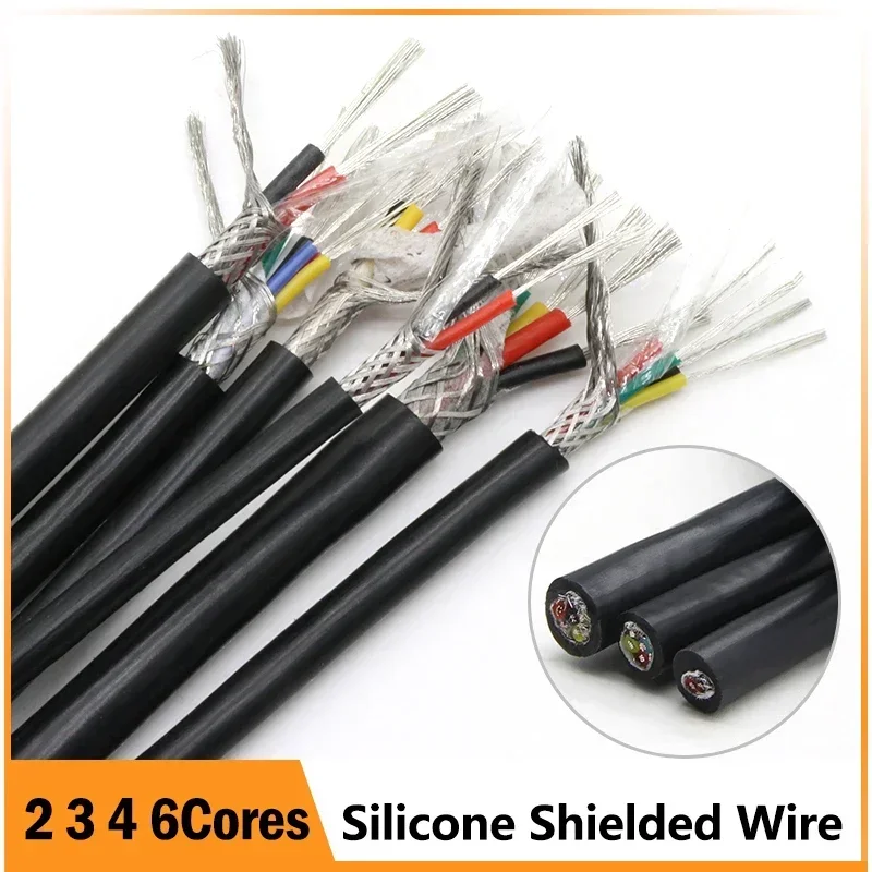 Экранированный провод из силиконовой резины, гибкий кабель 22 20 18 17 ...