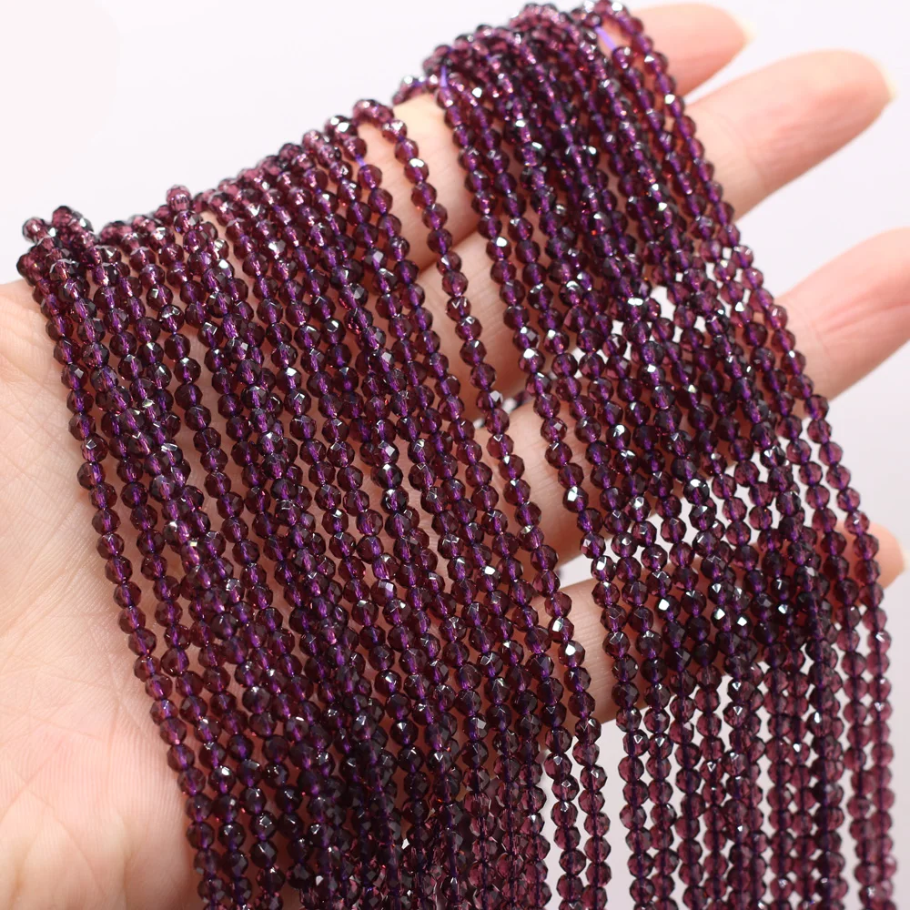 

2PC Natural Semi-precious Stone Beads 3mm Purple Spinels Loose Beads For Jewelry Making DIY Bracelet Necklace Strand Handmade