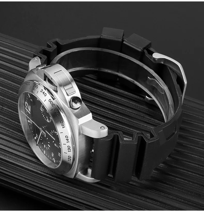 Фото 22 24 мм 26 мм для Panerai Submersible Luminor PAM Qufrika BiTempo Luna Rossa ремешок для часов резиновый силиконовый браслет мужской браслет №4