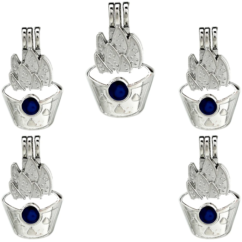 

10PCS Floating Charms Succulent Potted Plants Pearl Cage Locket Aromatherapy Diffuser Pendant For Gift Necklace Jewelry Making