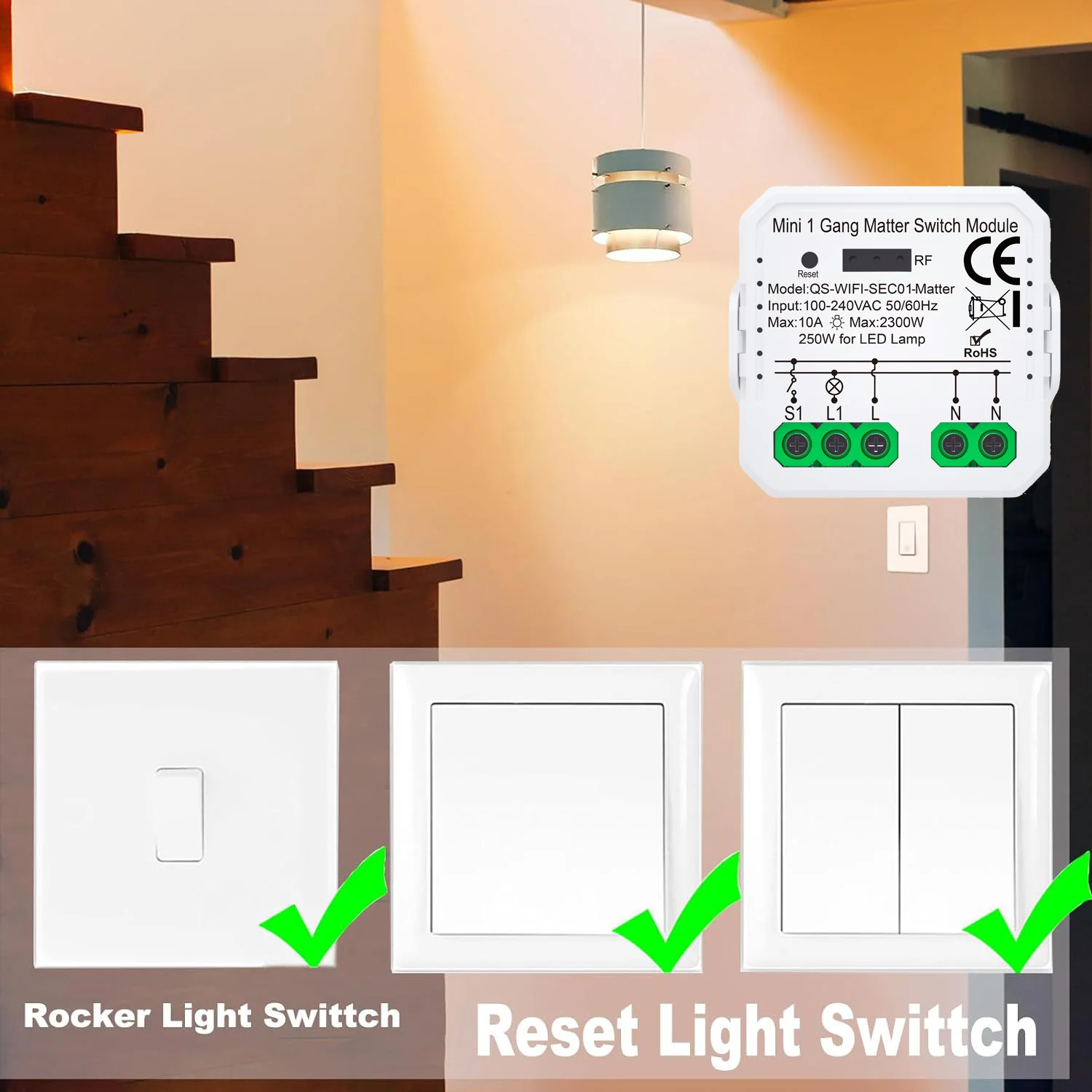 Умный выключатель модуль 1/2/3CH с поддержкой Wi-Fi работает приложением Homekit Siri Smartthings