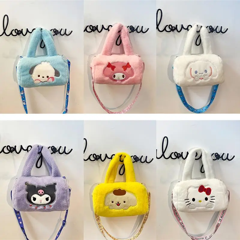 

Anime Kuromi Hello Kitty Cinnamoroll Cartoon Plush Shoulder Messenger Bag Portable Bucket Bag Makeup Storage Container Gift