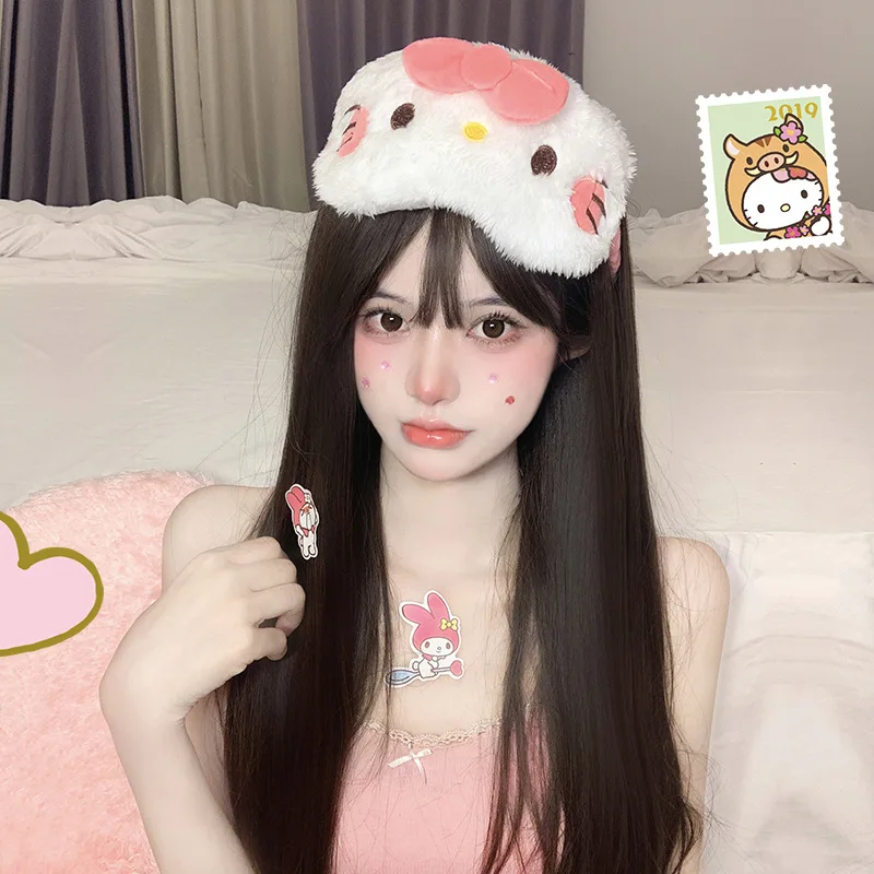 

Kawaii Sanrio My Melody Cinnamoroll Eye Mask Girls Small Eye Mask Plush Cute Hair Band Kt Cat Blackout Sleep Eye Mask