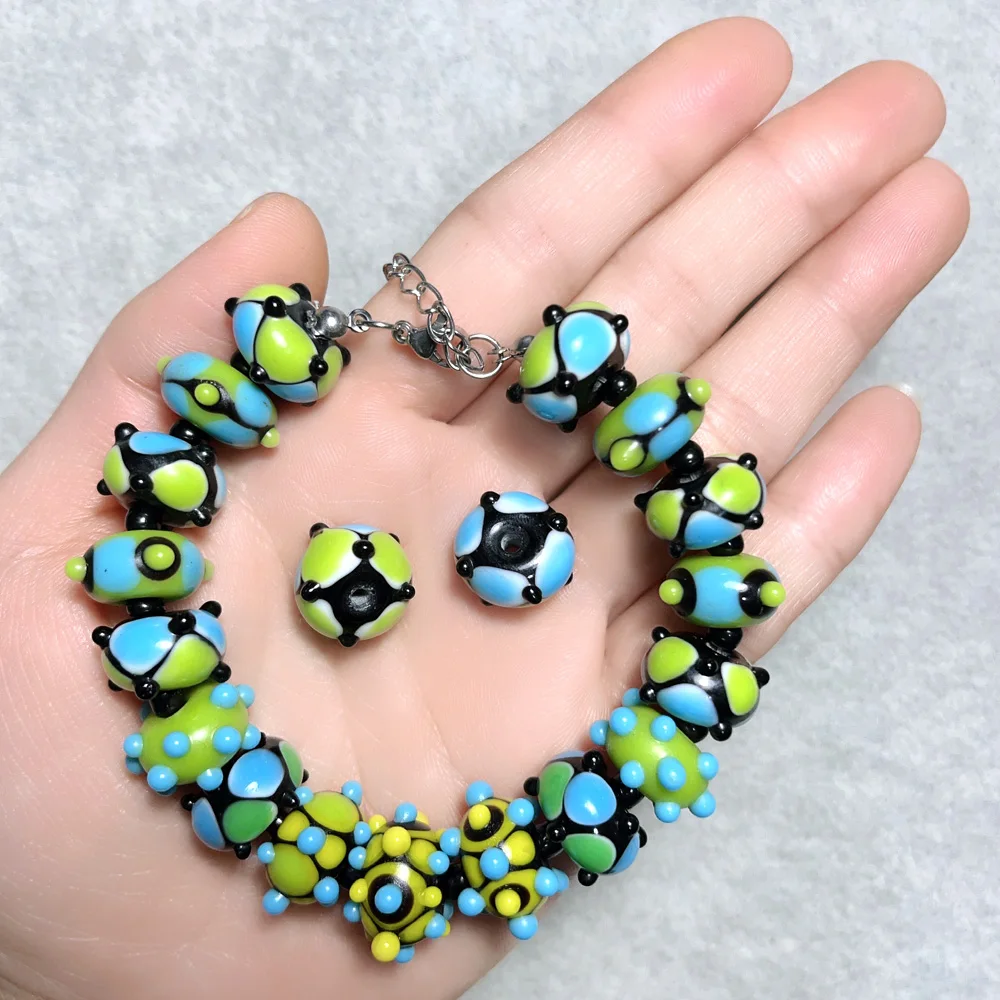 2 шт./лот 15x8 мм ручной работы Bumpy лэмпворк круглые стеклянные бусины для