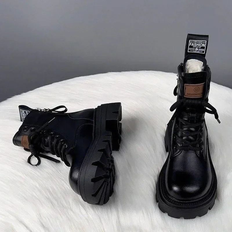 Ботинки женские классические на платформе и высоком каблуке