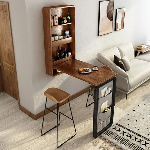 Мебель для квартиры, деревянный настенный складной обеденный стол, мини-Фотогалерея