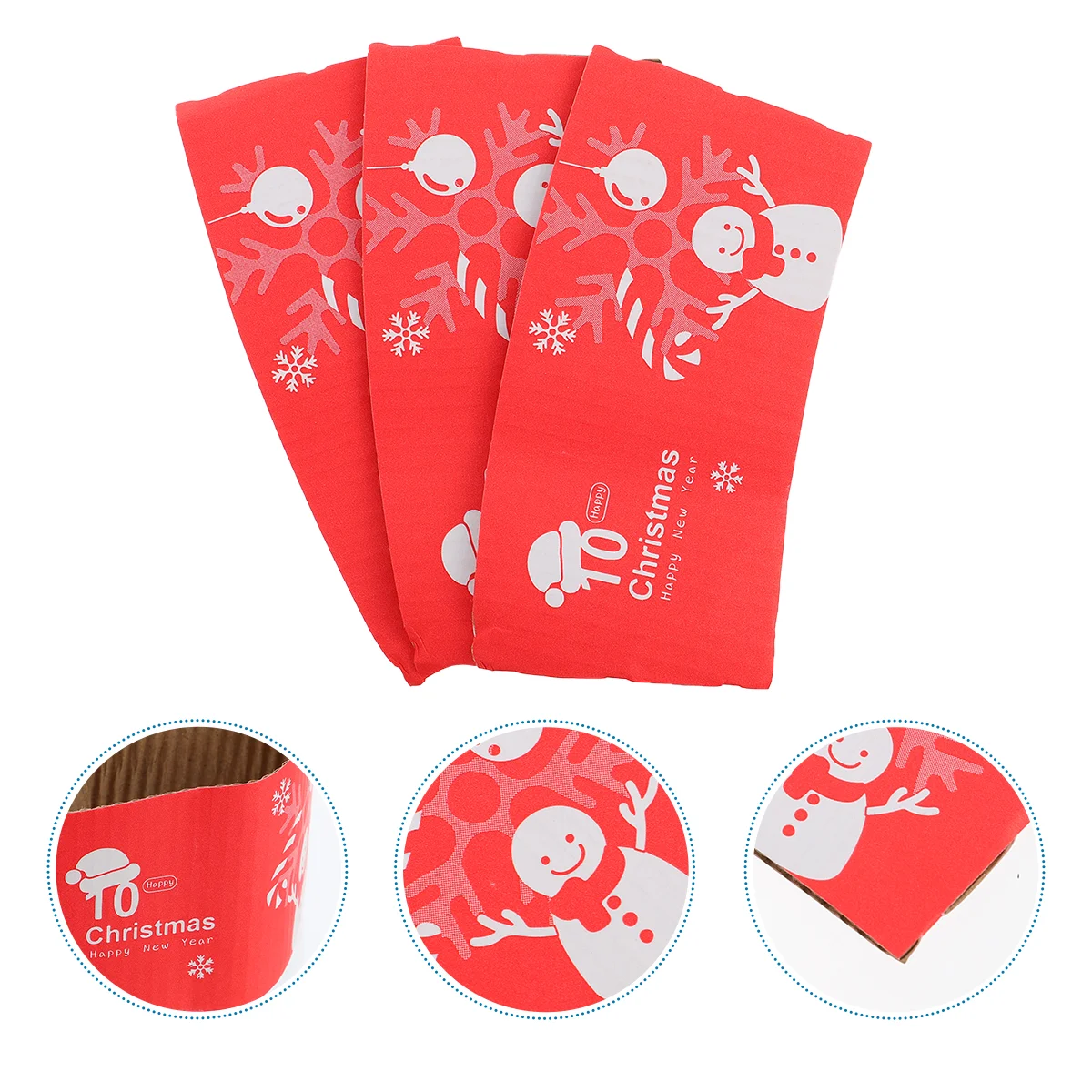 

100pcs Cup Sleeves Winter Cocoa Cup Sleeve Snowman Cup Sleeves Christmas Coffee Cup Decor