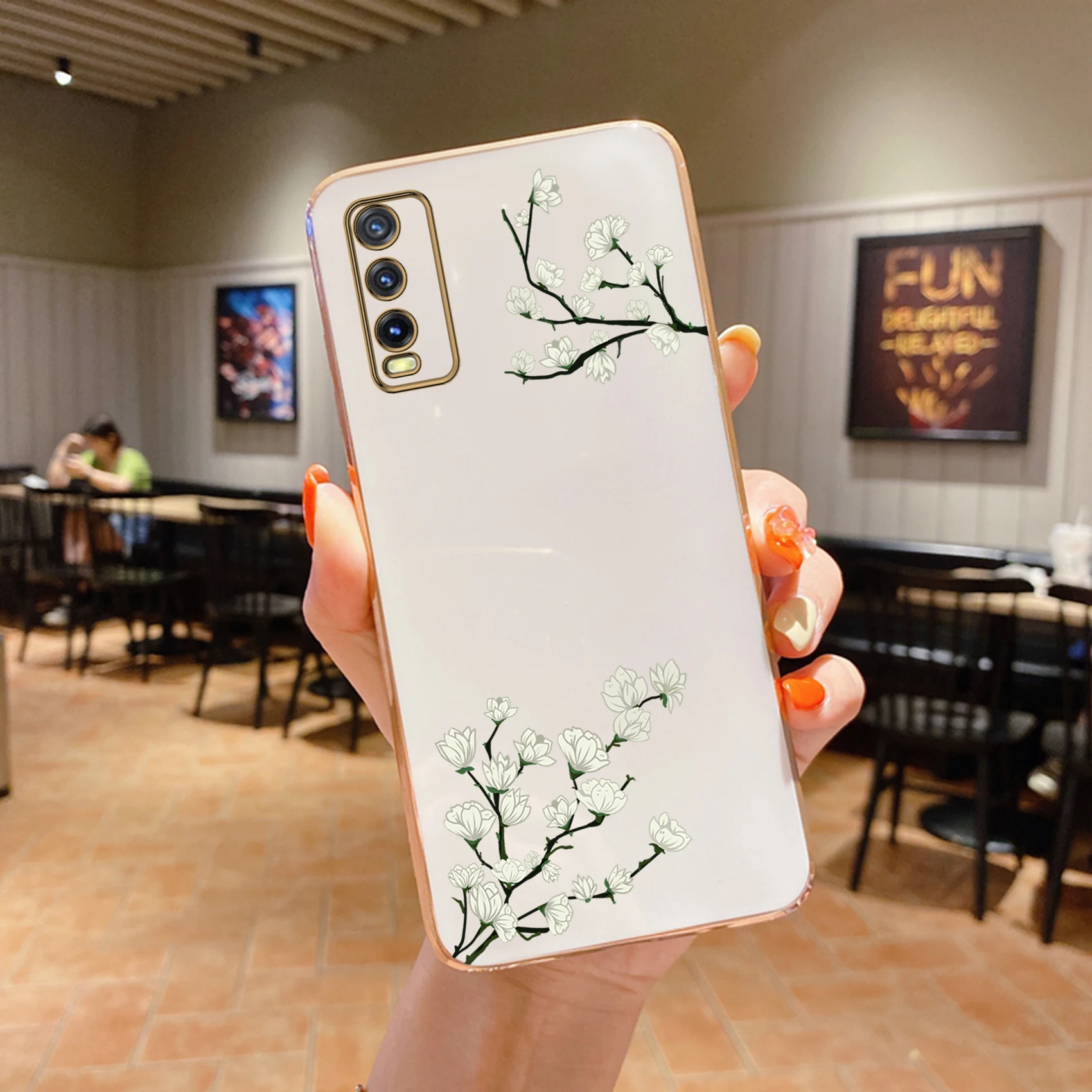 

Силиконовая обложка с цветком сливы для Vivo Y20 Y30 Y21 Y20i Y33S Y76S Y77 Y02 Y93 Y02S Y72 Y91 Y85 Y95 Y55S Y19