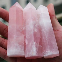 1pc natural aura rose quartz crystal point wand healing stone meditation home decoration reiki polished stone chakra tower