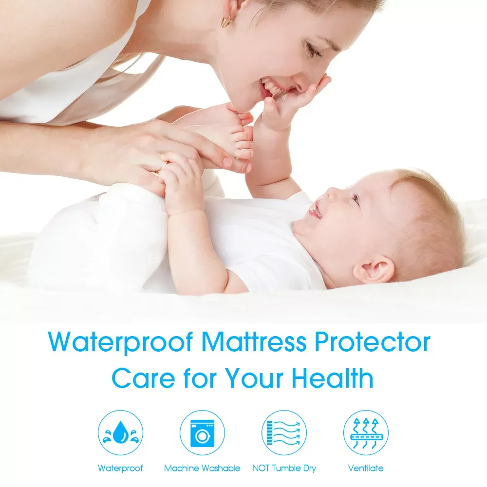 

Waterproof Mattress Protector Solid Color Quilted Embossed Premium Mattress Protector Breathable Noiseless Mattress Pad Cover