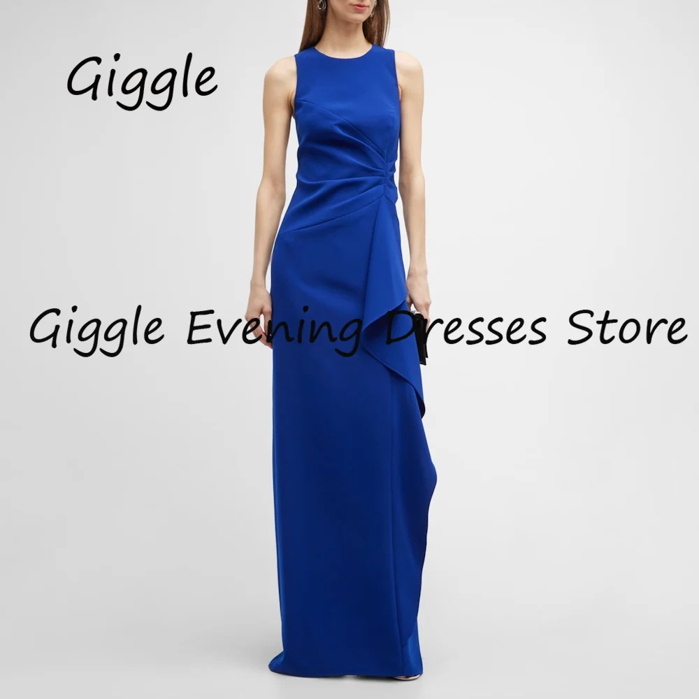 

Giggle Satin Mermaid O-neck Ruffle Formal Elegant Prom Gown Floor Length luxury Evening Party Dresses for Women 2023