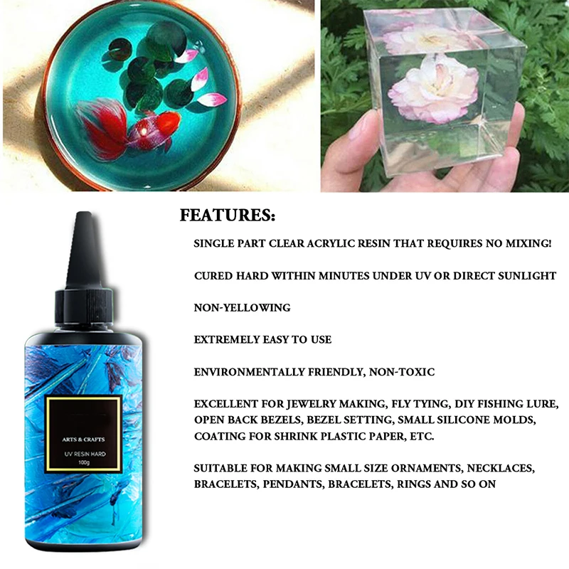 Клей сделай сам УФ-смола Твердый акриловый Ультрафиолетовый прозрачный для