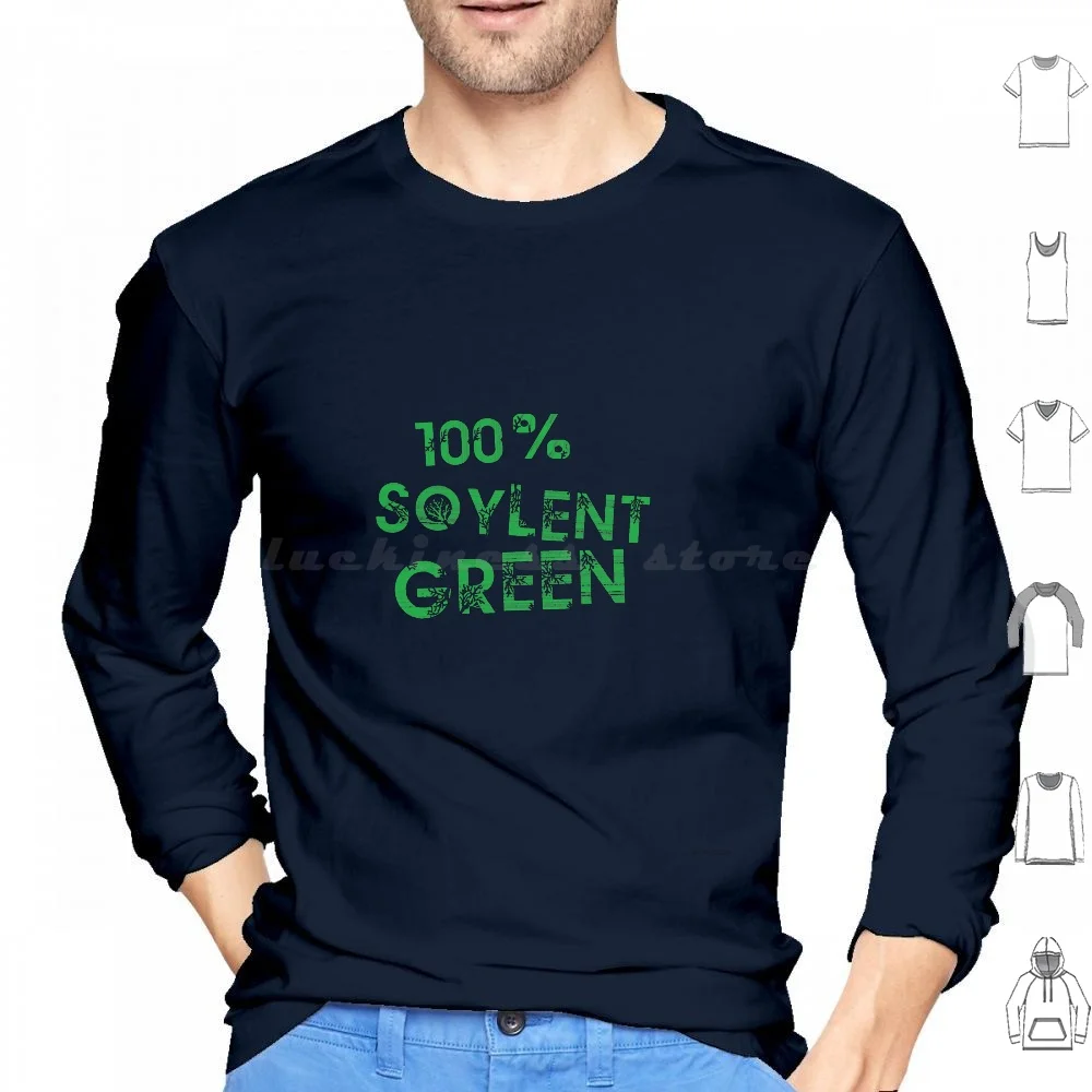 

Зеленая толстовка с капюшоном Soylent 100%, хлопковая с длинным рукавом, зеленая, фильмы Soylent, научная фантастика, смешная комедия, зеленые люди