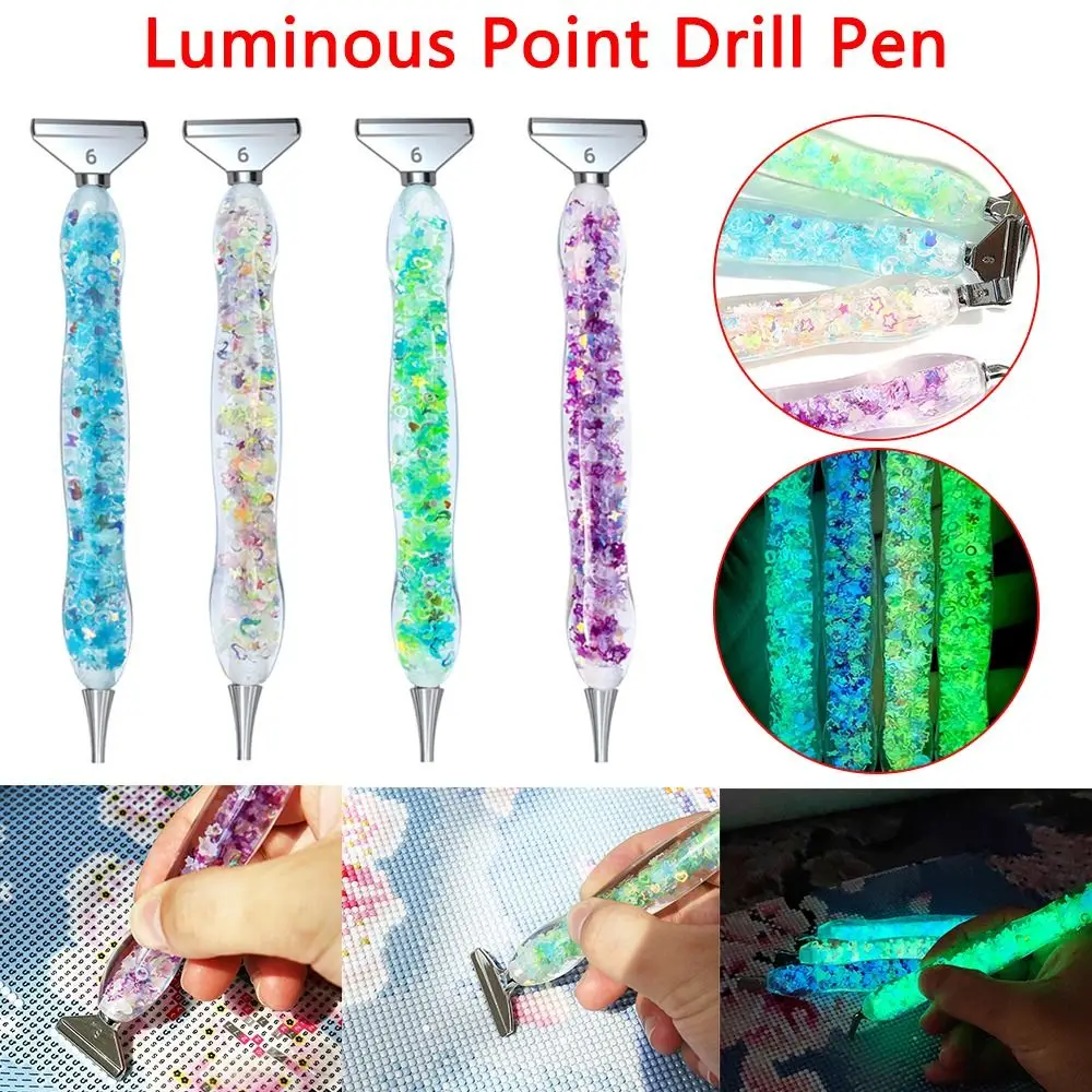 

Resin Luminous Point Drill Pen DIY 5D Diamond Painting Pen Cross Stitch Embroidery Art Accessories with Metal Replacement Head