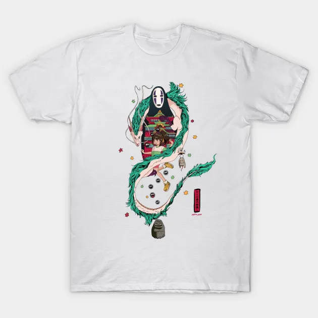 

2021 Men/women's Summer White Street Fashion Hip Hop World Of Spirits Anime T-shirt Cotton Tees Short Sleeve Tops