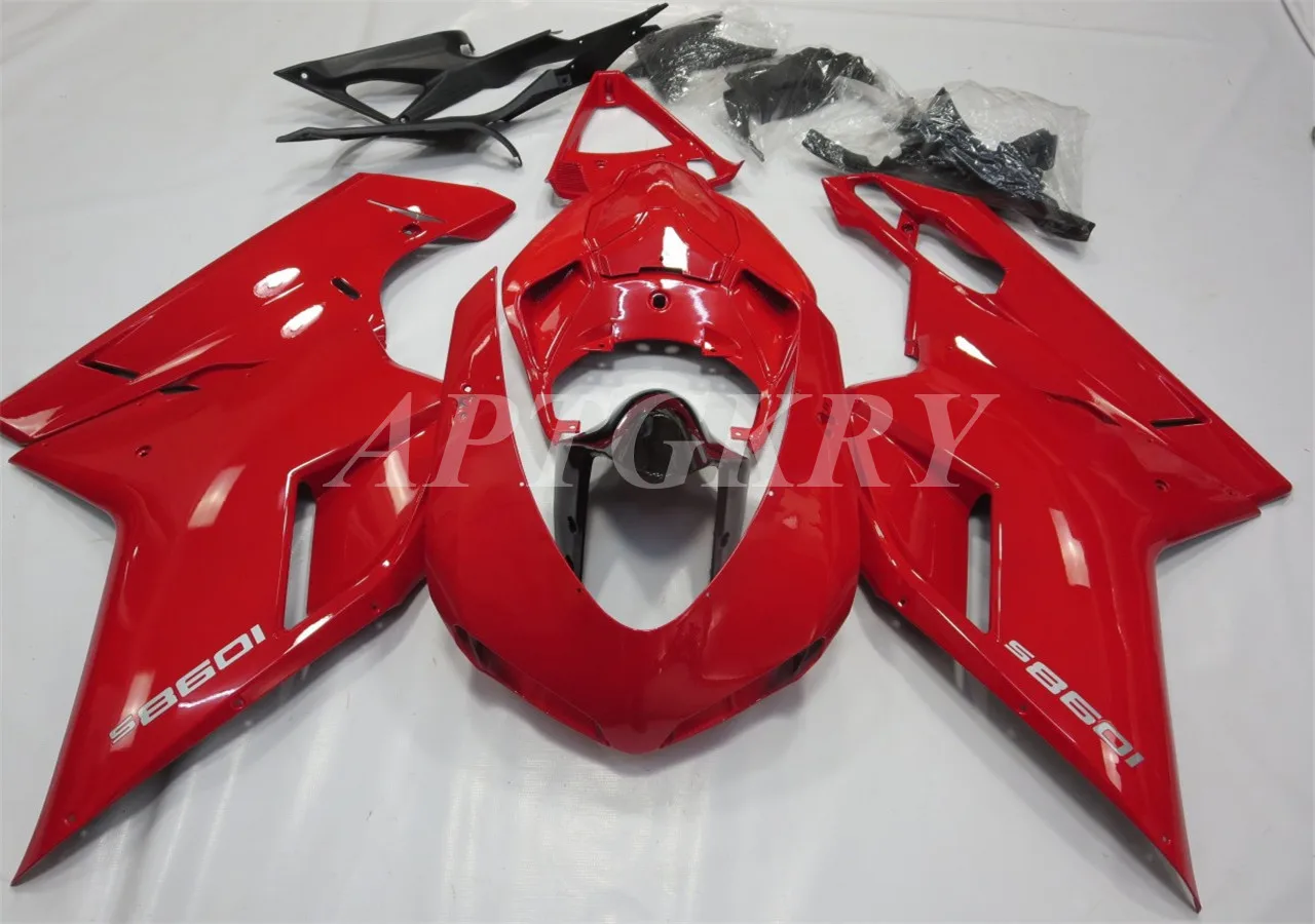 

New ABS Plastic Shell Motorcycle Fairing kit Fit For Ducati 848 evo 1098 1198 2007 2008 2009 2010 2011 2012 Custom Red Cool