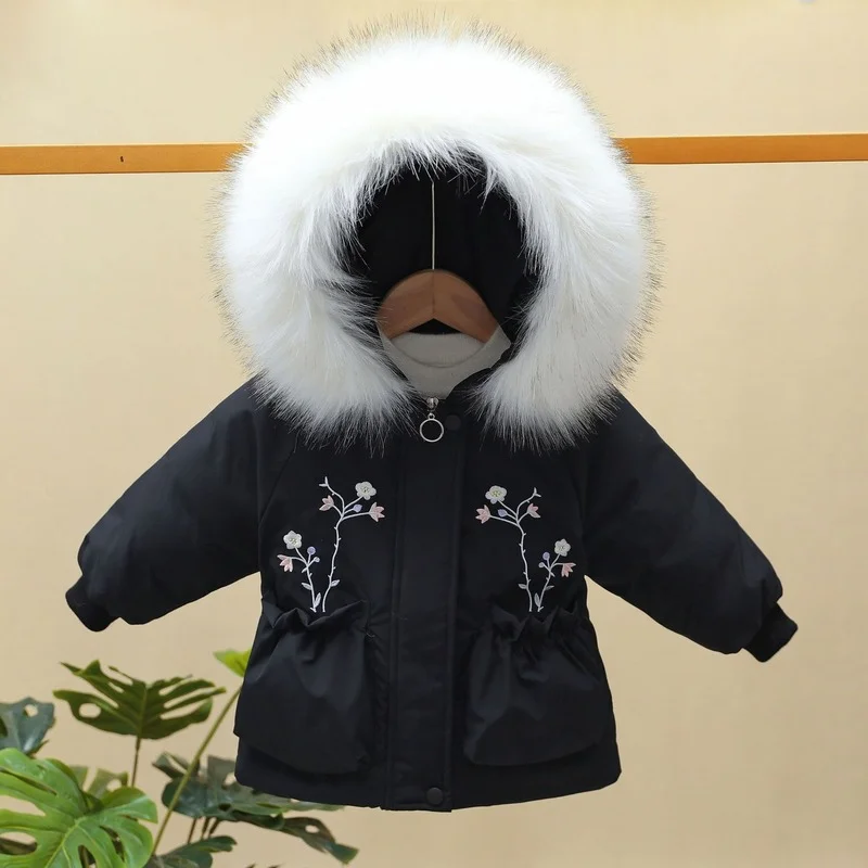 

Baby Kids Jackets Girls Winter Thick Coats Warm Outerwear for Girls Hooded Jacket Children Clothes Toddler Overcoat 1-6Y E454