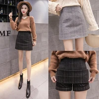 fashion female warmth wool mini plaid spring popular skirt new women autumn winter chic thicken woolen skirt hight waist skirts