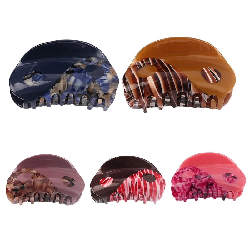

Retro Yin Yang Claws Semicircle Tai Chi Hair Clip Acetate Hairpin Ponytail Clip Strong Hold for Thick Hair Daily Wearing