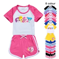 new girls summer hearts ping kids sports casual contrast color stitching t shirt pants baby clothes comfortable pyjamas 2 16y