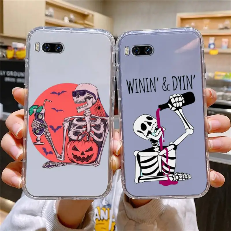 

Funny Skeleton Phone Case For Huawei Mate P20 P30 P40 P50 Smart Z Honor 50 60 70 Pro Lite Transparent Case