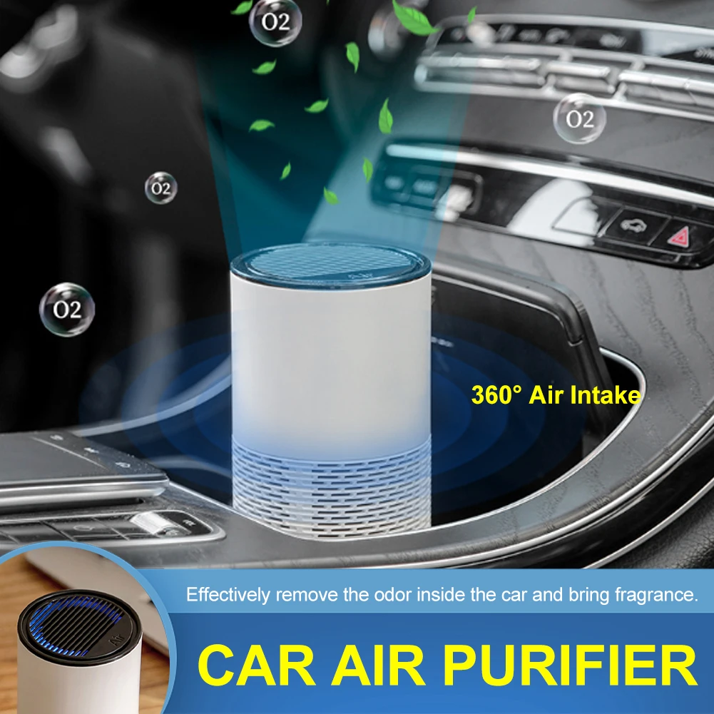 

Car Air Purifier USB Rechargeable Negative Ion Odor Removal Formaldehyde Deodorant Air Freshener With Atmosphere Light For Car
