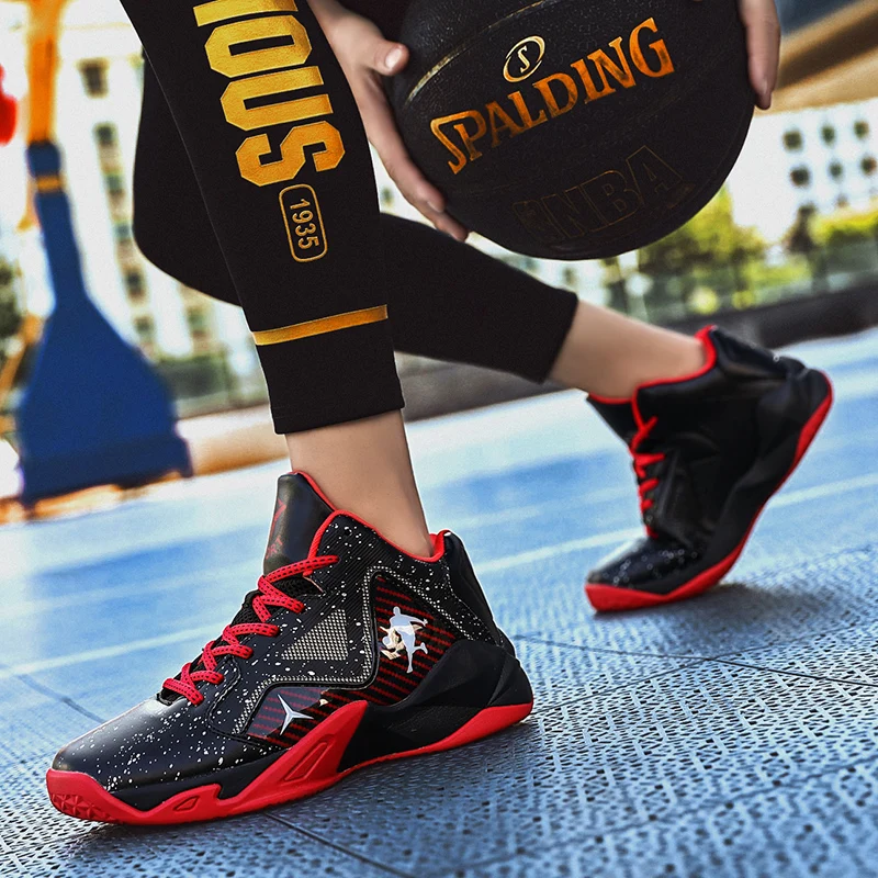 Brand Professional Men's White Red Blue Basketball Shoes Basketball Sneakers Anti-skid High-top Couple Man Basketball Boots