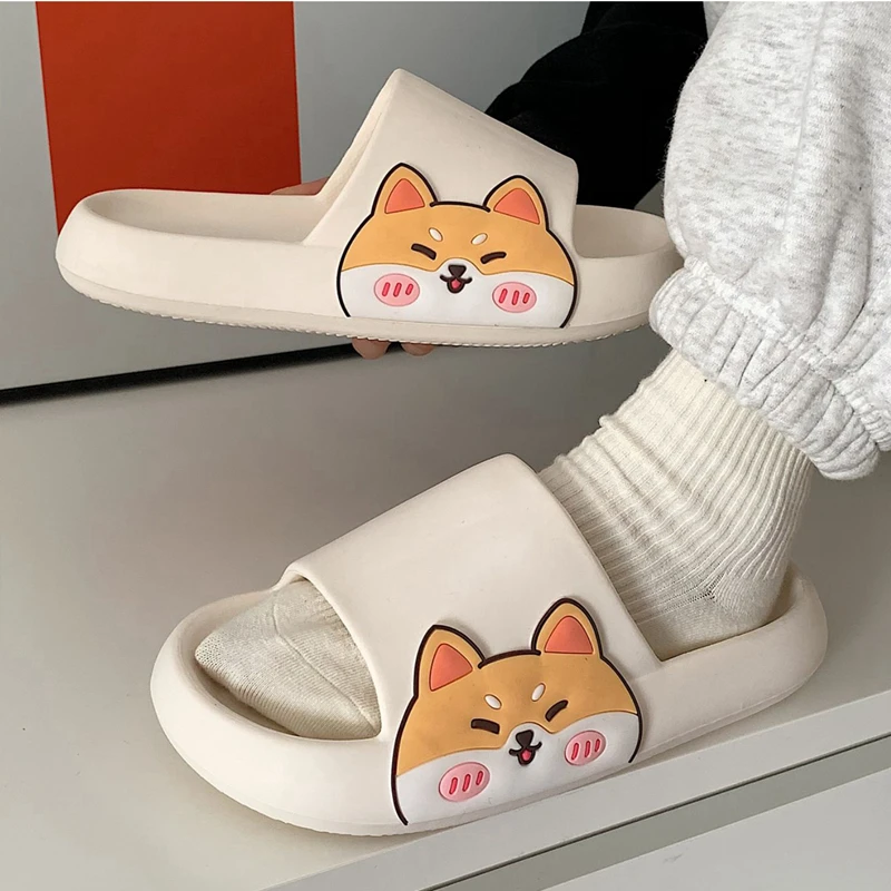 Women Thick Platform Slippers Summer Beach Eva Soft Sole Slides Flat Heel Leisure Men Indoor Bathroom Anti-slip Zapatillas Mujer