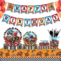 motorcycle autocycle motocross race game birthday party disposable tableware sets plates napkins tablecovers baby shower party