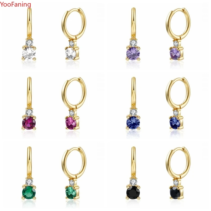 

Light Luxury 925 Sterling Silver Needle Hoop Earrings Women's Crystal Zircon Drop Earrings Party Jewelry Gift Huggie Pendientes