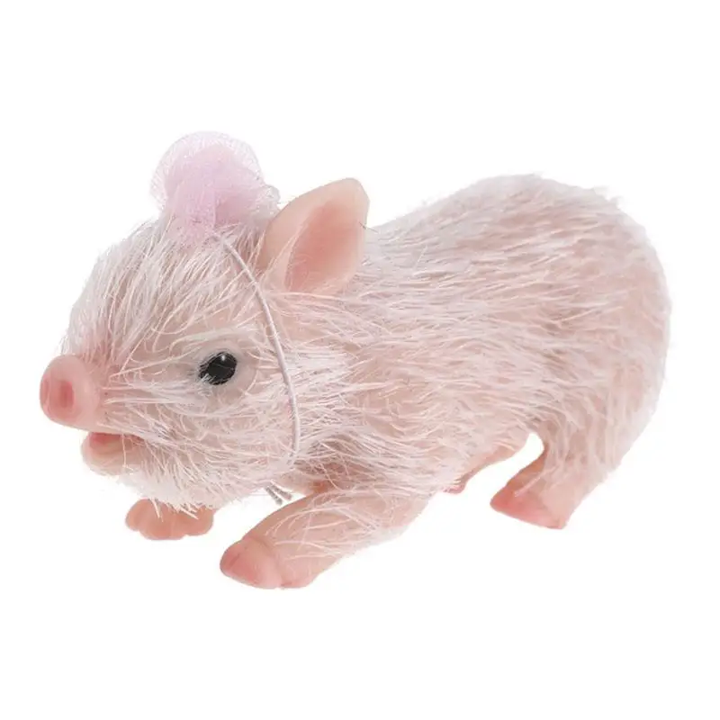 

Silicone Piglet 13cm/5in Pig Toys With Hair Miniature Pig Figurines Toys Realistic Baby Pigs Animals Cake Toppers Birthday Gifts