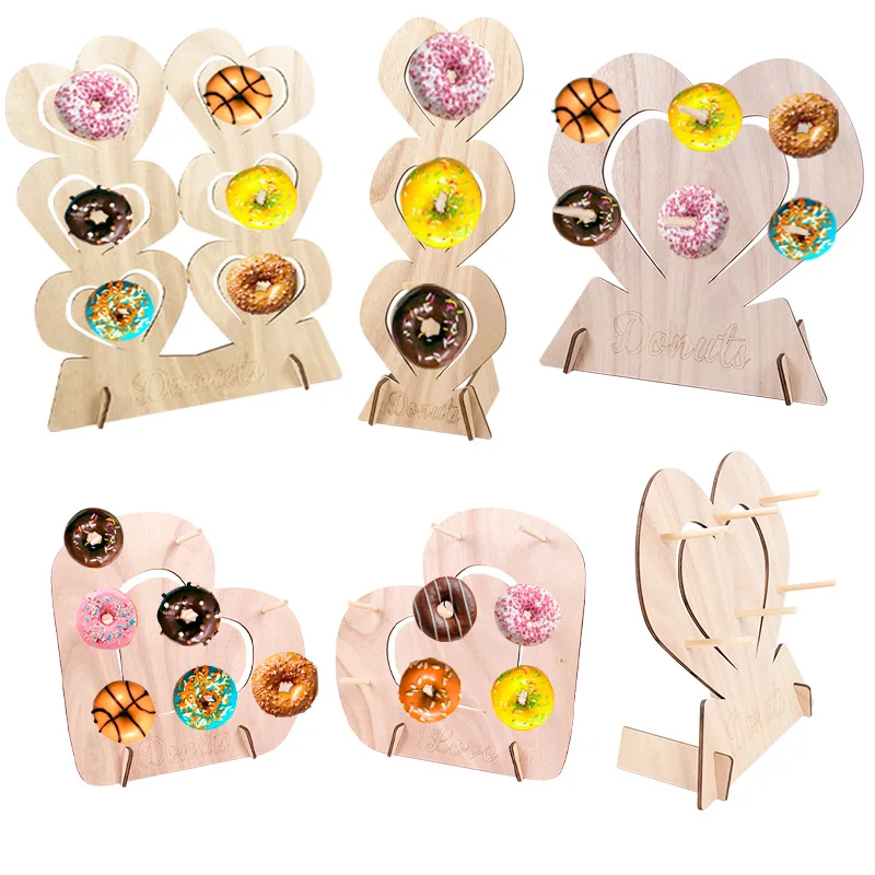 DIY Wooden Donut Wall hanging donuts holder stand boards Rustic Wedding Decoration Table Decor Baby Showers Birthday Party Favor images - 6