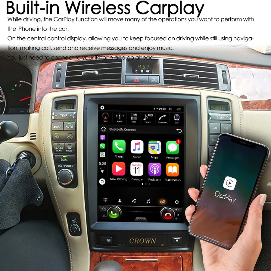 10 4 дюймовый автомобильный радиоприемник стерео аудио экран Тесла для Toyota Crown S180