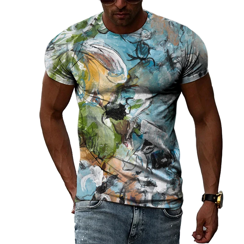 

Mens Oversized T-Shirts Summer Personality Graffiti Hip Hop Trend Harajuku Casual Style 3D Print Short Sleeve T-Shirts Summer