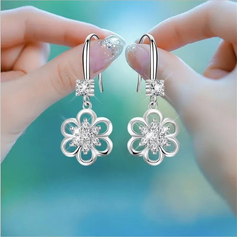 

S925 Silver Jewelry Diamond Drop Earring for Women Fine Aros Mujer Oreja Gemstone Diamond Jewelry Engagement Orecchini Girls