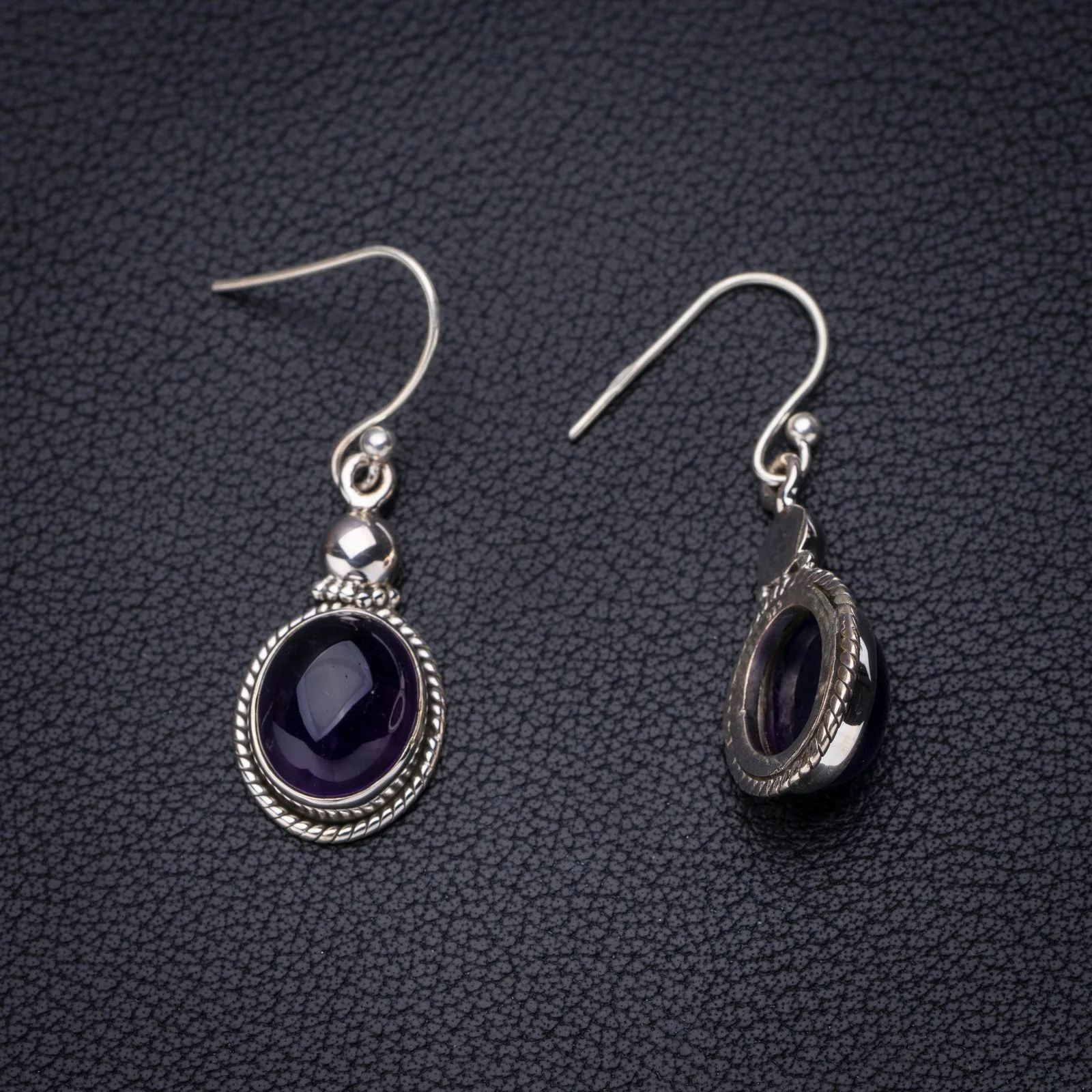 

StarGems Natural Amethyst Handmade 925 Sterling Silver Earrings 1.5" E6966