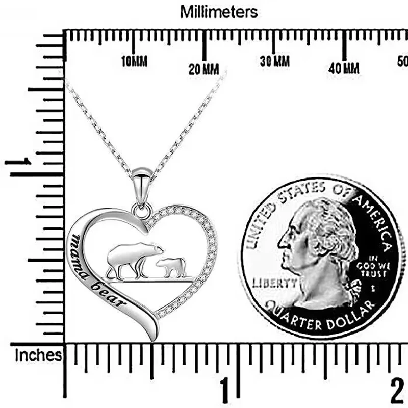 Модное серебряное ожерелье с подвеской в форме сердца Мама-медведь для мамы