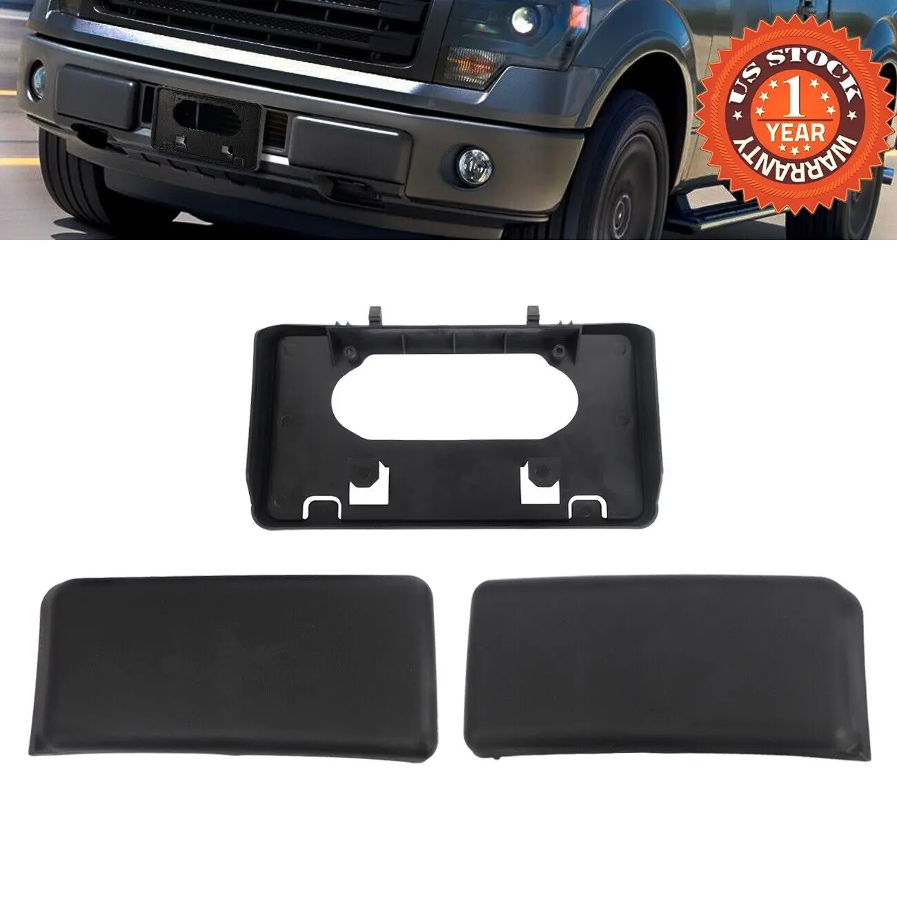 

Front Bumper Guards Pads & License Plate Frame Bracket For 2009-2014 Ford F150