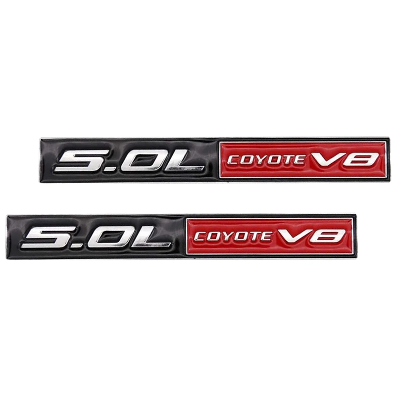 

2PCS 5.0L Coyote V8 Emblem Car Side Door Fender Badge Sticker Decal Metal Fit For Ford Mustang GT F150