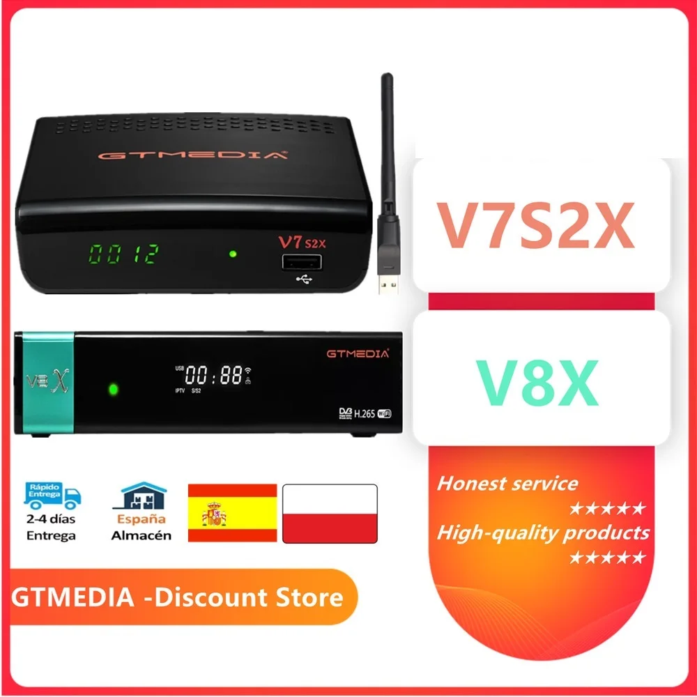 

Спутниковый ресивер V8X H.265 DVB S2 S2X Buildin Wifi CA слот Scart ТВ-приставка GT MEDIA V7S 2X с Usb Wifi Freesat v7