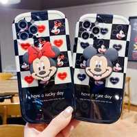disney cartoon mickey and minnie phone holder soft silicon phone case for iphone xr xs max 8plus 11 12 13 13 pro max case