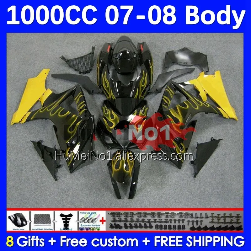 

Bodywork For SUZUKI GSXR1000 K7 GSX-R1000 GSXR 1000 22No.114 1000CC GSXR-1000 yellow stock GSX R1000 07 08 2007 2008 OEM Fairing