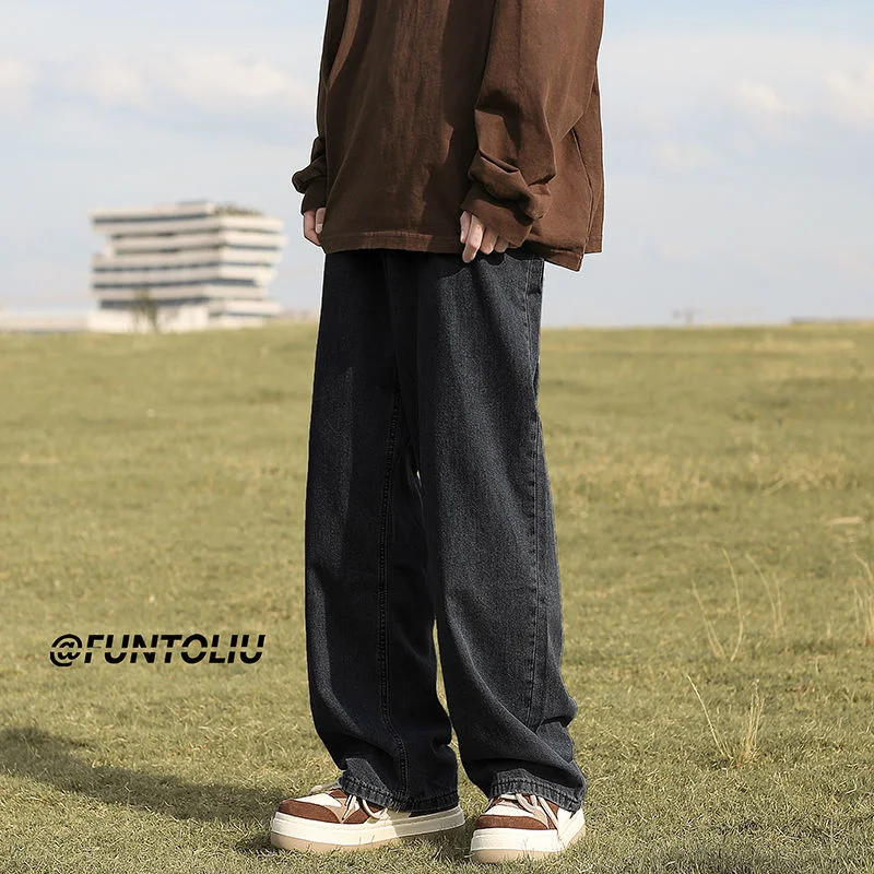 4 Colors Baggy Jeans Men Fashion Oversized Casual Wide Leg Jeans Men Streetwear Hip Hop Loose Straight Denim Pants Mens Trousers